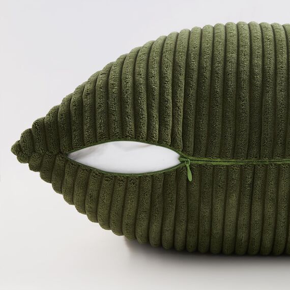 Topfinel Kissenbezug 45x45 Olivengrün Kordsamt 2er Set gestreiftes Muster Kissenbezüge Kissenhülle Dekokissen Sofakissen Couchkissen Dekokissen Zierkissenbezug Deko Kissenhüllen Wohnzimmer