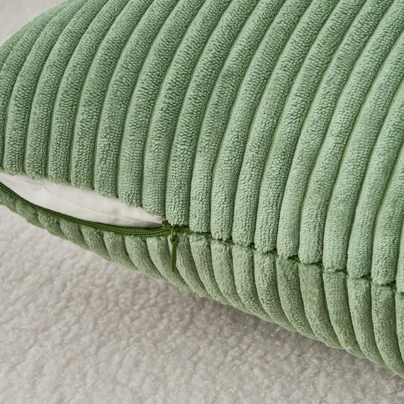 Topfinel Kissenbezüge 60x60 grün Kordsamt 2er Set gestreiftes Muster Kissenbezug Kissenhülle für Dekokissen Sofakissen Couchkissen Dekokissen Zierkissenbezug Deko Kissen Wohnzimmer Schlafzimmer