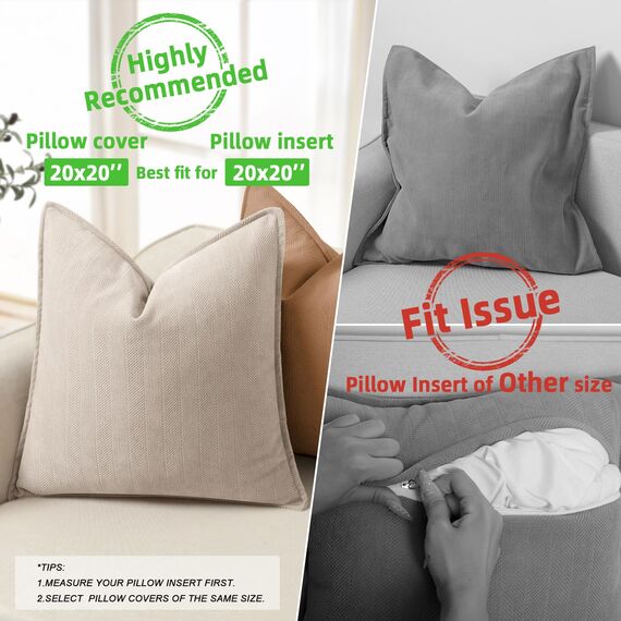 ZWJD Beige Kissenbezug 50x50 2er Set Chenille Kissenbezüge Sofakissen Kissenhüllen mit elegantem Design, weiche und luxuriöse dekorative Dekokissen für Couch, Bett und Heimdekoration