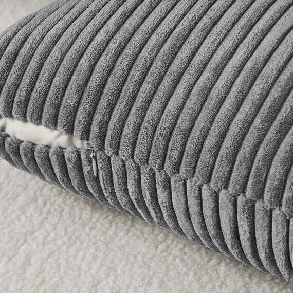 Topfinel 2er Set Kissenbezug 35x35 Dunkle Grau Kordsamt gestreiftes Muster Kissenbezüge Kissenhülle Dekokissen Sofakissen Nackenkissen Kopfkissen Couchkissen Dekokissen Deko Wohnzimmer