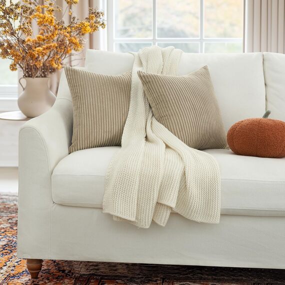 Topfinel 2er Set Taupe Kordsamt Kissenbezug 50x50CM Weich Dekorative Moderne Kissenbezüge Kissenhülle Dekokissenbezug Sofakissen Dekokissen Boho Deko für Sofa Schlafzimmer Wohnzimmer Balkon