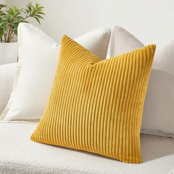 Topfinel Kissenbezug 60x60 Kordsamt 2er Set Couchkissen Wohnzimmer Couch Sofa Frühling Sommermer Sofa