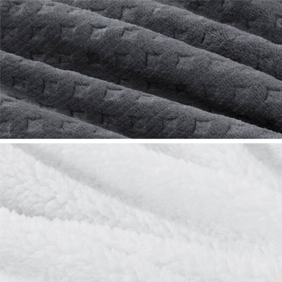 BEDSURE Flauschige Bettwäsche 155x220 Grau - Winter Bettbezug Fleece mit 2 Kissenbezüge 80x80 cm, Warme Bettwäsche-Sets mit Reißverschluss, Waffelpique Winterbettwäsche Anthrazit für Doppelbett