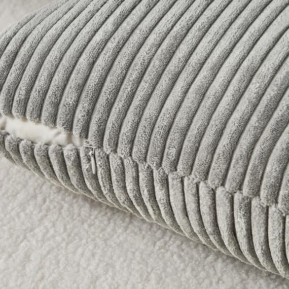 Topfinel 2er Set Kissenbezüge 40x80cm Kord Kissenhülle Dekorative Kissenbezug Sofakissen Couchkissen Dekokissen Zierkissenbezug Deko Kissenhülle Hellgrau