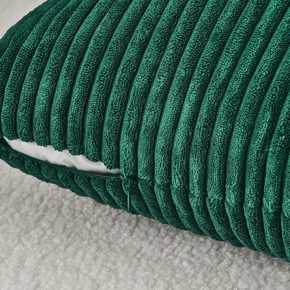 Topfinel Kissenbezug 45x45 2er Set Weihnachten dunkelgrün Kordsamt gestreiftes Muster Kissenbezüge Kissenhülle Dekokissen Sofakissen Couchkissen Dekokissen Zierkissen