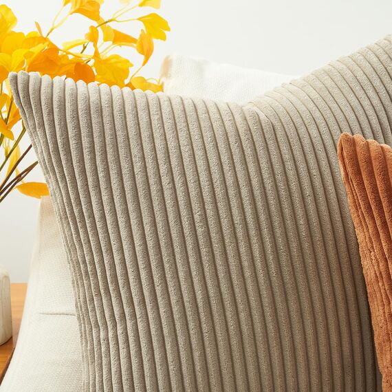 Topfinel 2er Set Taupe Kordsamt Kissenbezug 40x40CM Weich Dekorative Moderne Kissenbezüge Kissenhülle Dekokissenbezug Sofakissen Dekokissen Boho Deko für Sofa Schlafzimmer Wohnzimmer Balkon