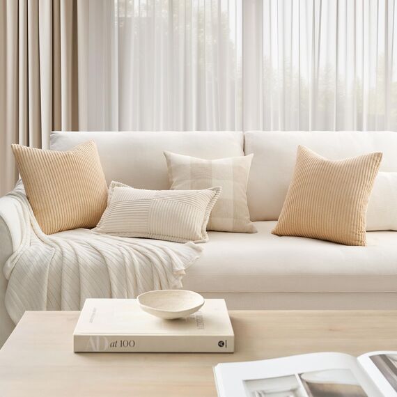 Topfinel 2er Set Kissenbezug 50x50 - Kordsamt Kissenbezüge Kissenhülle Sofakissen Dekokissen Couchkissen Weich für Sofa Schlafzimmer Wohnzimmer Büro,Zierkissenbezug Deko Kissenhüllen Wohnzimmer Khaki