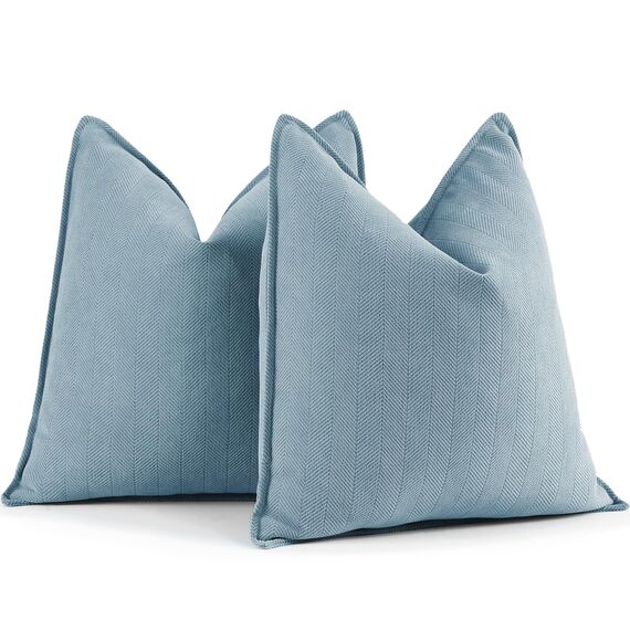 ZWJD Hellblau Kissenbezug 50x50 2er Set Chenille Kissenbezüge Sofakissen Kissenhüllen mit elegantem Design, weiche und luxuriöse dekorative Dekokissen für Couch, Bett und Heimdekoration