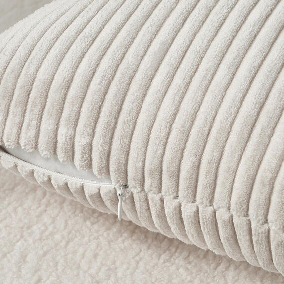 Topfinel Kissenbezug 45x45 2er Set creme Kordsamt gestreiftes Muster Kissenbezüge Kissenhülle Dekokissen Sofakissen Couchkissen Dekokissen Zierkissenbezug Deko Kissenhüllen Wohnzimmer Schlafzimmer