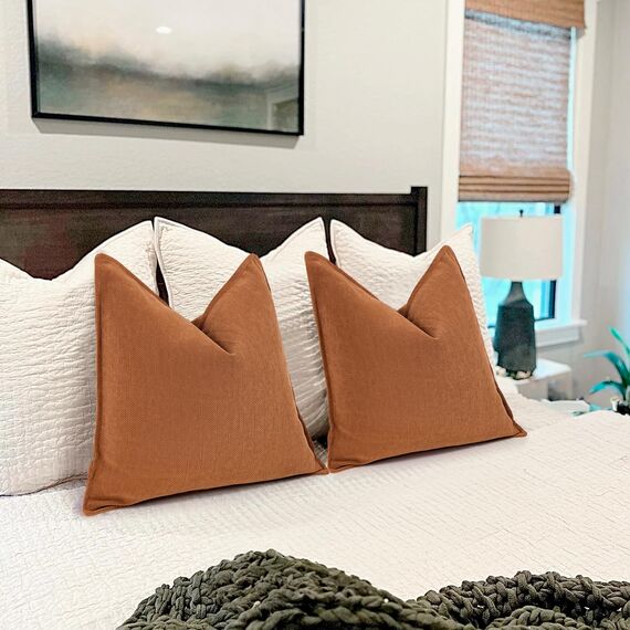 ZWJD Orange Kissenbezug 45x45 2er Set Chenille Kissenbezüge Sofakissen Kissenhüllen mit elegantem Design, weiche und luxuriöse dekorative Dekokissen für Couch, Bett und Heimdekoration