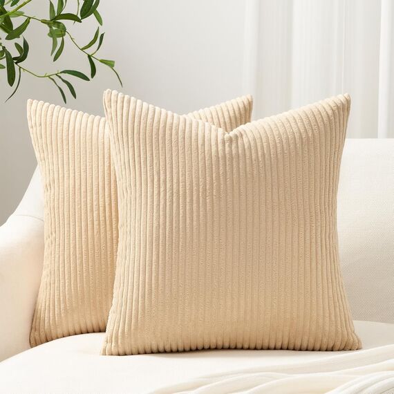 Topfinel 2er Set Kissenbezug 50x50 - Kordsamt Kissenbezüge Kissenhülle Sofakissen Dekokissen Couchkissen Weich für Sofa Schlafzimmer Wohnzimmer Büro,Zierkissenbezug Deko Kissenhüllen Wohnzimmer Khaki