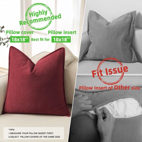 ZWJD Burgunder Kissenbezug 45x45 2er Set Chenille Kissenbezüge Sofakissen Kissenhüllen mit elegantem Design, weiche und luxuriöse dekorative Dekokissen für Couch, Bett und Heimdekoration