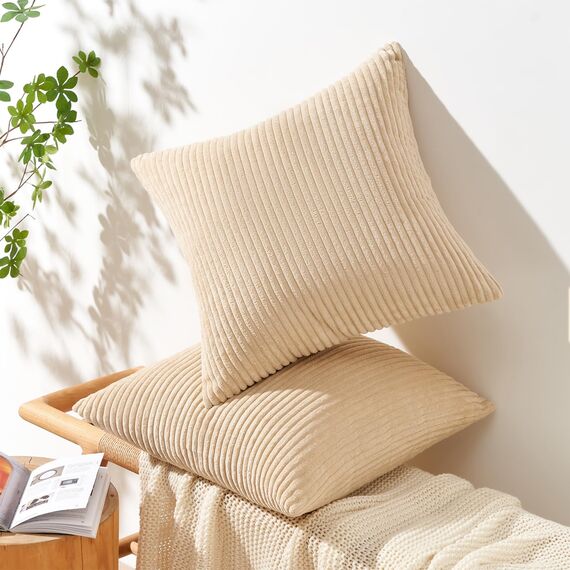 Topfinel 2er Set Kissenbezug 40x40 - Kordsamt Kissenbezüge Kissenhülle Sofakissen Dekokissen Couchkissen Weich für Sofa Schlafzimmer Wohnzimmer Büro,Zierkissenbezug Deko Kissenhüllen Wohnzimmer Khaki