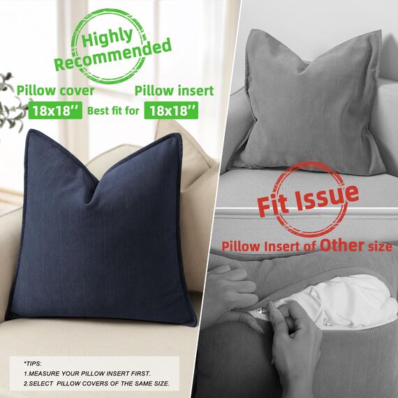ZWJD Navy Kissenbezug 45x45 2er Set Chenille Kissenbezüge Sofakissen Kissenhüllen mit elegantem Design, weiche und luxuriöse dekorative Dekokissen für Couch, Bett und Heimdekoration
