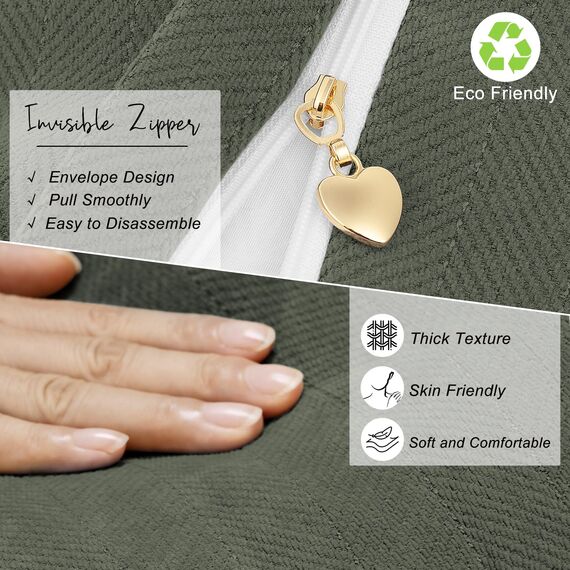 ZWJD Armeegrün Kissenbezug 45x45 2er Set Chenille Kissenbezüge Sofakissen Kissenhüllen mit elegantem Design, weiche und luxuriöse dekorative Dekokissen für Couch, Bett und Heimdekoration