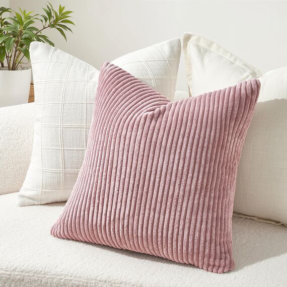 Topfinel 2er Set Kissenbezüge 50x70cm Kord Kissenhülle Dekorative Kissenbezug Sofakissen Couchkissen Dekokissen Zierkissenbezug Deko Kissenhülle Rosa