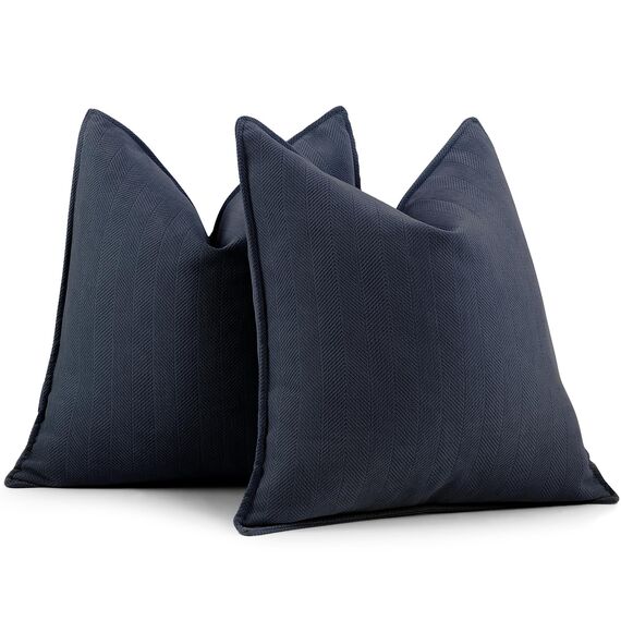 ZWJD Navy Kissenbezug 45x45 2er Set Chenille Kissenbezüge Sofakissen Kissenhüllen mit elegantem Design, weiche und luxuriöse dekorative Dekokissen für Couch, Bett und Heimdekoration