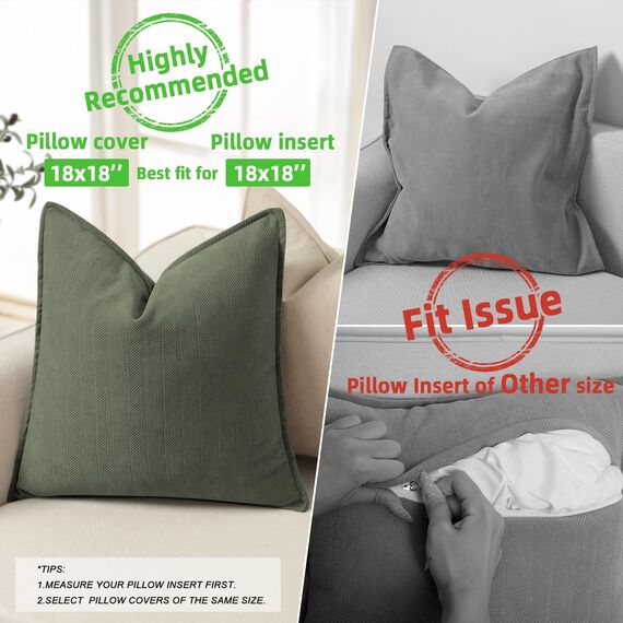 ZWJD Armeegrün Kissenbezug 45x45 2er Set Chenille Kissenbezüge Sofakissen Kissenhüllen mit elegantem Design, weiche und luxuriöse dekorative Dekokissen für Couch, Bett und Heimdekoration