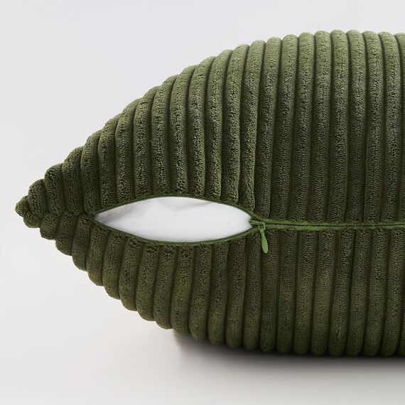 Topfinel 2er Set Kissenbezüge 80x80cm Kord Kissenhülle Dekorative Kissenbezug Sofakissen Couchkissen Dekokissen Zierkissenbezug Deko Kissenhülle Olivgrün