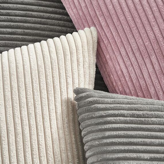 Topfinel Kissenbezug 35x35 2er Set Creme beige gestreiftes Muster Kordsamt Kissenbezüge Kissenhülle Dekokissen Sofakissen Couchkissen Dekokissen Zierkissenbezug Deko Kissenhüllen Wohnzimmer