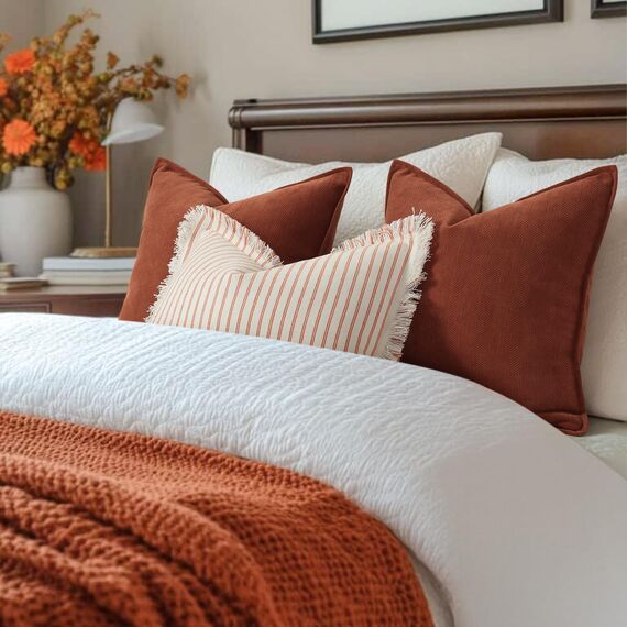 ZWJD Rost Kissenbezug 55x55 2er Set Chenille Kissenbezüge Sofakissen Kissenhüllen mit elegantem Design, weiche und luxuriöse dekorative Dekokissen für Couch, Bett und Heimdekoration