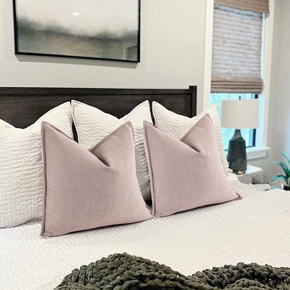 ZWJD Dusty Pink Kissenbezug 40x40 2er Set Chenille Kissenbezüge Sofakissen Kissenhüllen mit elegantem Design, weiche und luxuriöse dekorative Dekokissen für Couch, Bett und Heimdekoration