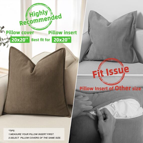 ZWJD Braun Kissenbezug 50x50 2er Set Chenille Kissenbezüge Sofakissen Kissenhüllen mit elegantem Design, weiche und luxuriöse dekorative Dekokissen für Couch, Bett und Heimdekoration