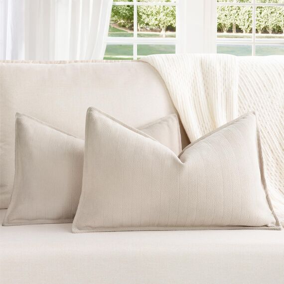 ZWJD Beige Kissenbezug 40x60 2er Set Chenille Kissenbezüge Sofakissen Kissenhüllen mit elegantem Design, weiche und luxuriöse dekorative Dekokissen für Couch, Bett und Heimdekoration