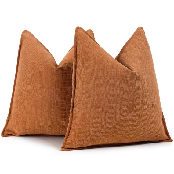 ZWJD Orange Kissenbezug 40x40 2er Set Chenille Kissenbezüge Sofakissen Kissenhüllen mit elegantem Design, weiche und luxuriöse dekorative Dekokissen für Couch, Bett und Heimdekoration