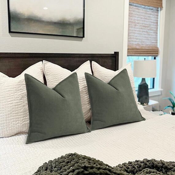 ZWJD Armeegrün Kissenbezug 40x60 2er Set Chenille Kissenbezüge Sofakissen Kissenhüllen mit elegantem Design, weiche und luxuriöse dekorative Dekokissen für Couch, Bett und Heimdekoration