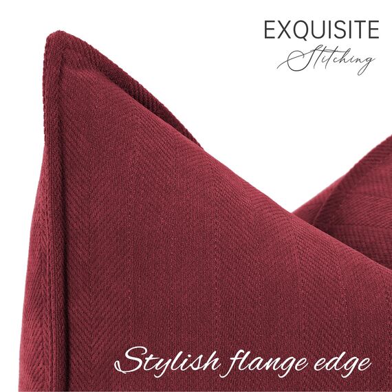 ZWJD Burgunder Kissenbezug 50x50 2er Set Chenille Kissenbezüge Sofakissen Kissenhüllen mit elegantem Design, weiche und luxuriöse dekorative Dekokissen für Couch, Bett und Heimdekoration