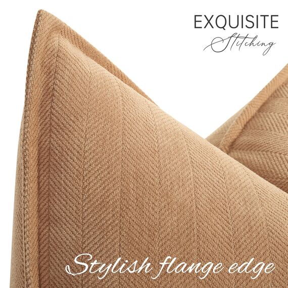 ZWJD Kamel Kissenbezug 40x40 2er Set Chenille Kissenbezüge Sofakissen Kissenhüllen mit elegantem Design, weiche und luxuriöse dekorative Dekokissen für Couch, Bett und Heimdekoration