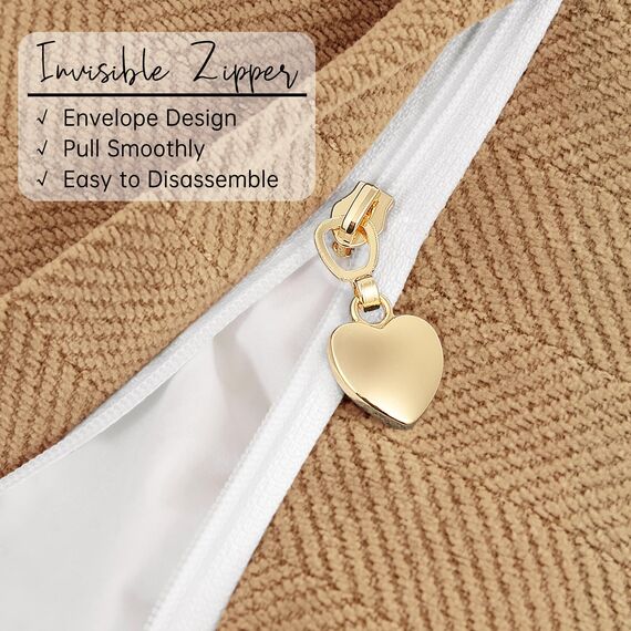 ZWJD Kamel Kissenbezug 50x50 2er Set Chenille Kissenbezüge Sofakissen Kissenhüllen mit elegantem Design, weiche und luxuriöse dekorative Dekokissen für Couch, Bett und Heimdekoration