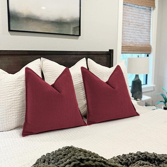 ZWJD Burgunder Kissenbezug 40x40 2er Set Chenille Kissenbezüge Sofakissen Kissenhüllen mit elegantem Design, weiche und luxuriöse dekorative Dekokissen für Couch, Bett und Heimdekoration