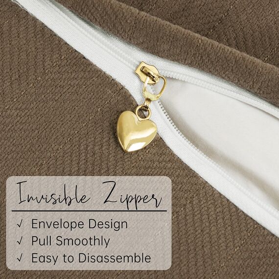 ZWJD Braun Kissenbezug 50x50 2er Set Chenille Kissenbezüge Sofakissen Kissenhüllen mit elegantem Design, weiche und luxuriöse dekorative Dekokissen für Couch, Bett und Heimdekoration