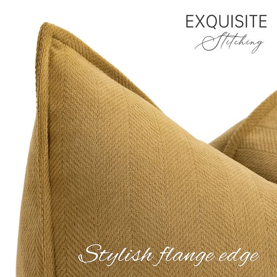 ZWJD Senf Gelb Kissenbezug 45x45 2er Set Chenille Kissenbezüge Sofakissen Kissenhüllen mit elegantem Design, weiche und luxuriöse dekorative Dekokissen für Couch, Bett und Heimdekoration