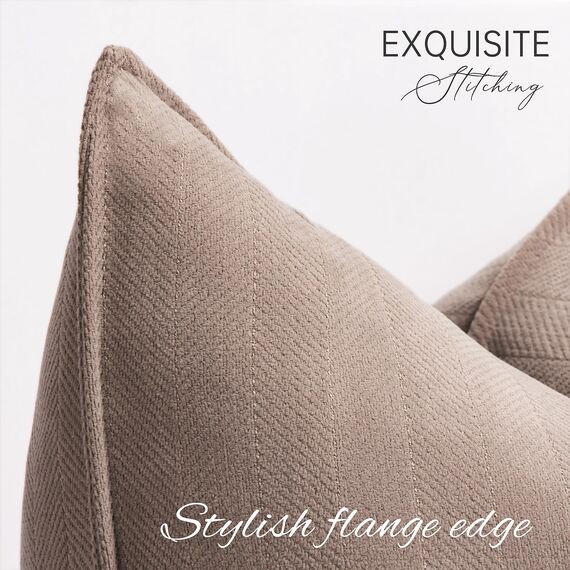 ZWJD Khaki Kissenbezug 55x55 2er Set Chenille Kissenbezüge Sofakissen Kissenhüllen mit elegantem Design, weiche und luxuriöse dekorative Dekokissen für Couch, Bett und Heimdekoration