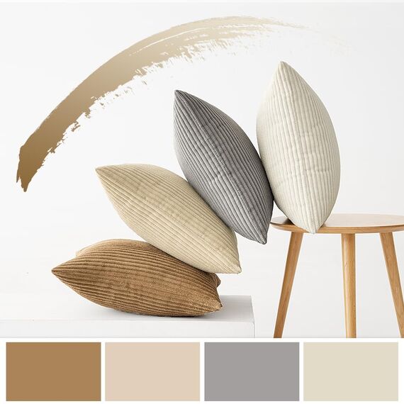 MIULEE Kordsamt Kissenbezug Weiche Kissenhülle Dekorative Sofakissen Quadratische Dekokissen Zierkissenbezug Gestreifte Kissenbezüge für Wohnzimmer Schlafzimmer 4 Stück 40x40cm Graubraune Serie