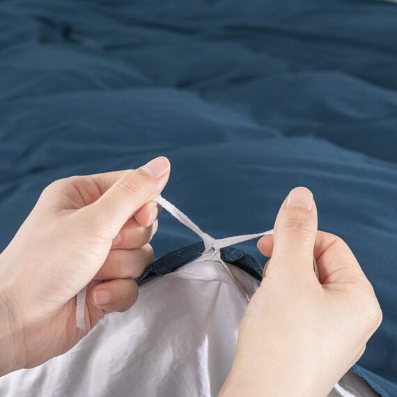 BEDSURE Bettwäsche 135x200 2teilig Marineblau - 1 Bettbezug 135x200 cm + 1 Kissenbezug 80X80 cm, ÖKO-TEX Bettwäsche-Sets Blau Polyester Mikrofaser mit Reißverschluss