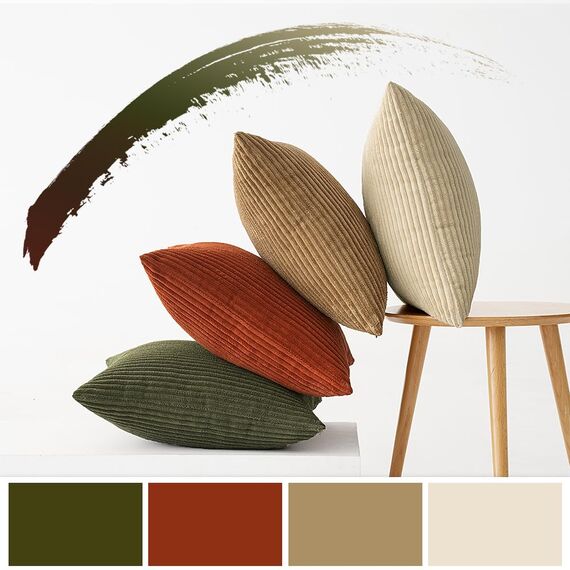 MIULEE Kordsamt Kissenbezug Weiche Kissenhülle Dekorative Sofakissen Quadratische Dekokissen Zierkissenbezug Gestreifte Kissenbezüge für Wohnzimmer Schlafzimmer 4 Stück 50x50cm Braungrüne Serie