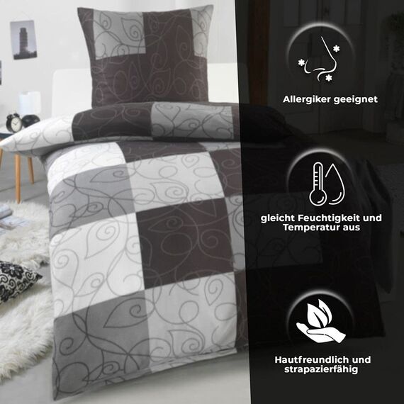 DreamHome Warme Winter Microfaser Thermo Fleece Bettwäsche 135x200 155x220 200x200 Moderne, Größe:135 x 200 cm, Design - Motiv:Design 10