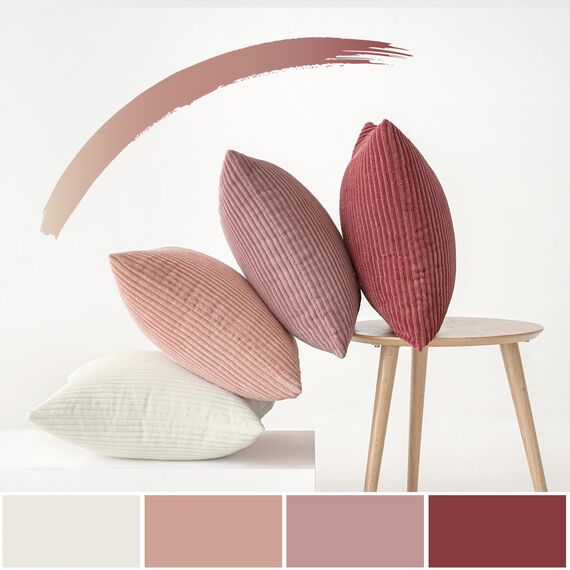 MIULEE Kordsamt Kissenbezug Weiche Kissenhülle Dekorative Sofakissen Quadratische Dekokissen Moderne Zierkissenbezug Gestreifte Kissenbezüge für Wohnzimmer Schlafzimmer 4 Stück 40x40cm Rosa