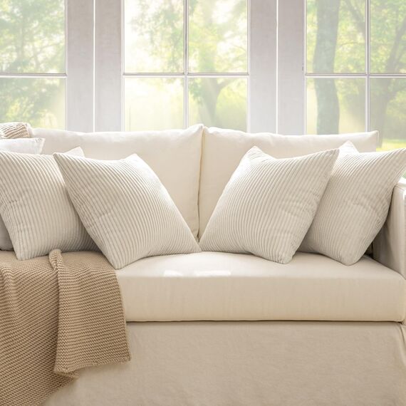 MIULEE 4er Set Kissenbezüge Kord Kissenhülle Dekorative Kissenbezug Sofakissen Couchkissen Dekokissen Zierkissenbezug Deko Kissenhülle mit Verstecktem Reißverschluss 40x40cm 16x16in Creme