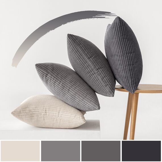 MIULEE Kordsamt Kissenbezug Kissenhülle Dekorative Sofakissen Quadratische Dekokissen Zierkissenbezug Gestreifte Kissenbezüge für Wohnzimmer Schlafzimmer 4 Stück 60x60cm Dunkelgraue Serie Series