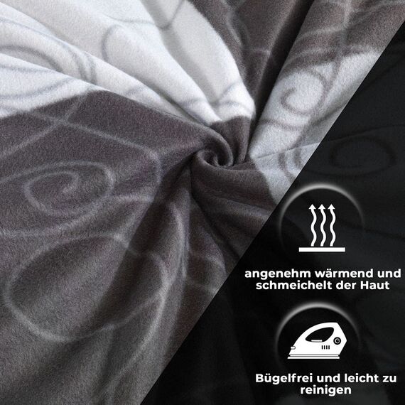 DreamHome Warme Winter Microfaser Thermo Fleece Bettwäsche 135x200 155x220 200x200 Moderne, Größe:135 x 200 cm, Design - Motiv:Design 10