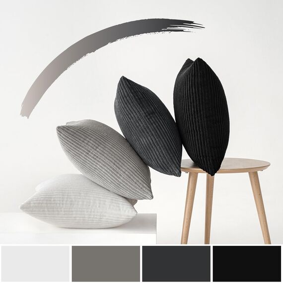 MIULEE 4er Set Samt Kissenbezug Kissenhülle Kopfkissenbezug Dekorative Dekokissen Couchkissen Deko Bezug Sofakissenbezug für Wohnzimmer Schlafzimmer Büro 40x40 cm, Cord-Grau Serie, Einfarbig