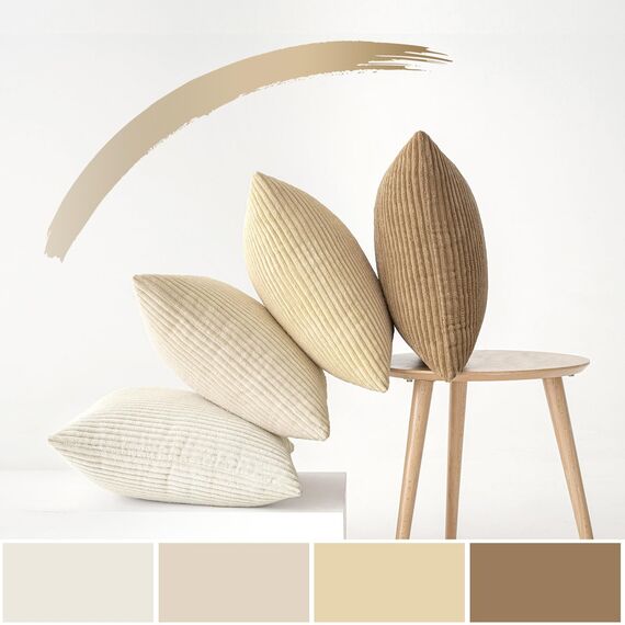 MIULEE Kordsamt Kissenbezug Weiche Kissenhülle Dekorative Sofakissen Quadratische Dekokissen Moderne Zierkissenbezug Gestreifte Kissenbezüge für Wohnzimmer Schlafzimmer 4 Stück 40x40cm Beige