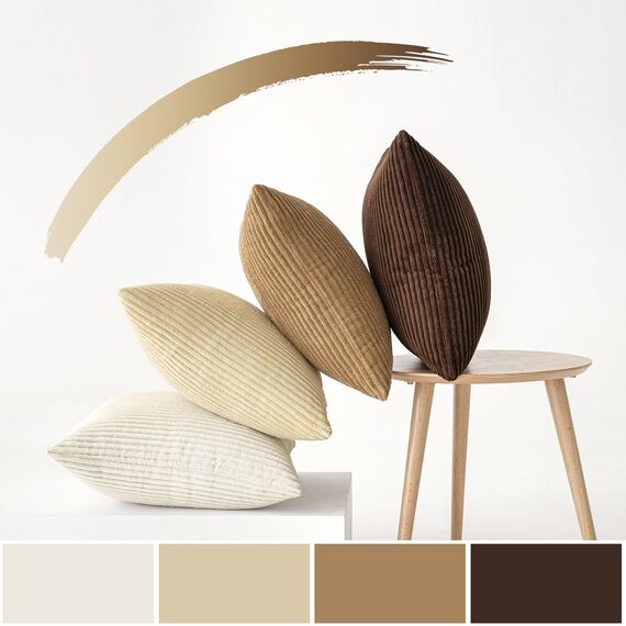 MIULEE Kordsamt Kissenbezug Weiche Kissenhülle Dekorative Sofakissen Quadratische Dekokissen Moderne Zierkissenbezug Gestreifte Kissenbezüge für Wohnzimmer Schlafzimmer 4 Stück 40x40cm Braun