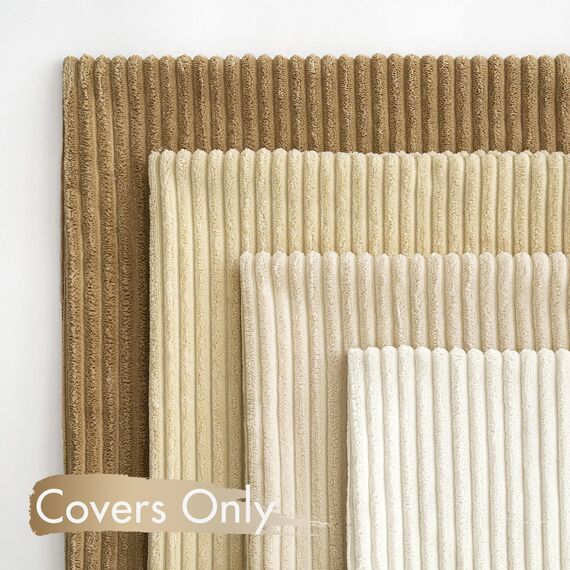 MIULEE Kordsamt Kissenbezug Weiche Kissenhülle Dekorative Sofakissen Quadratische Dekokissen Moderne Zierkissenbezug Gestreifte Kissenbezüge für Wohnzimmer Schlafzimmer 4 Stück 50x50cm beige