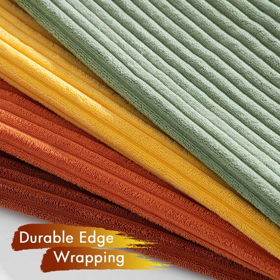 MIULEE Kordsamt Kissenbezug Weiche Kissenhülle Dekorative Sofakissen Quadratische Dekokissen Zierkissenbezug Gestreifte Kissenbezüge für Wohnzimmer Schlafzimmer 4 Stück 40x40cm Orange grüne Serie